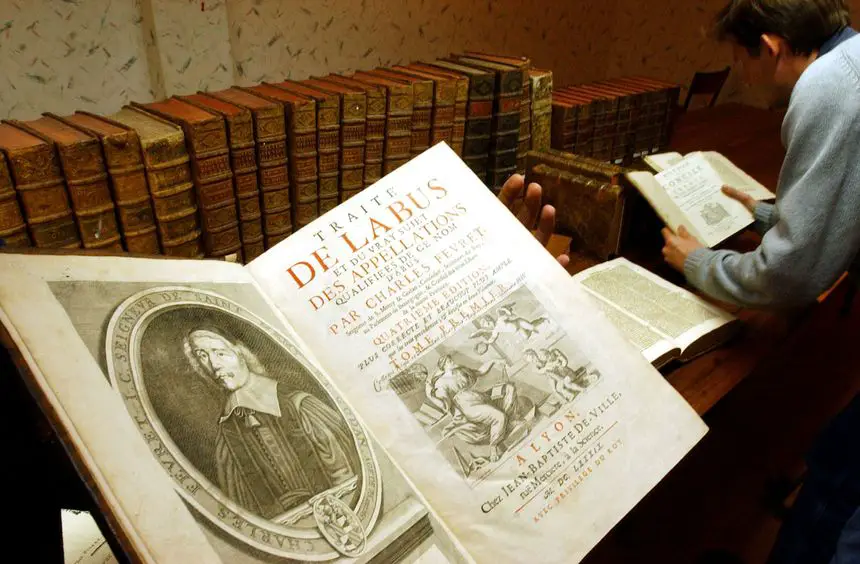 Photo showing some 40 books stolen from the library of Mont St Odile stored at the gendarmerie brigade of Rosheim (Bas-Rhin)