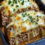 French Onion Meatloaf: A Cozy Classic with a Savory Twist 5 Cheesy French Onion Meatloaf sliced and served in a black roasting pan